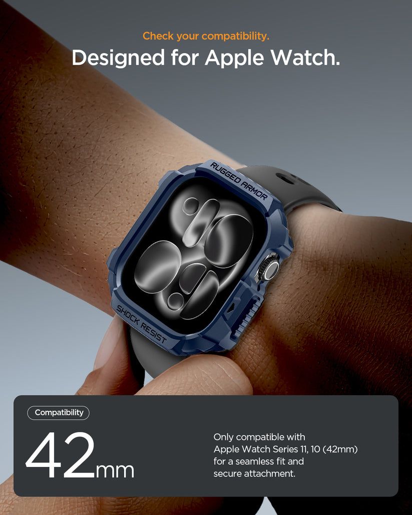Spigen Rugged Armor 2 case for Apple Watch 11 42mm Navy Blue