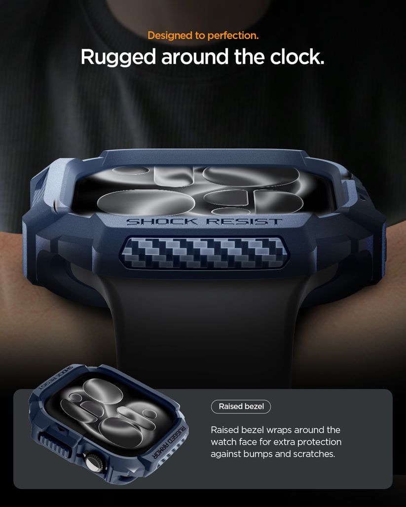 Spigen Rugged Armor 2 case for Apple Watch 11 42mm Navy Blue