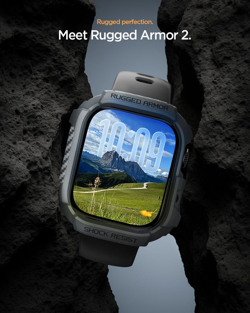 Spigen Rugged Armor 2 Band for Apple Watch 11 46mm Matte Black
