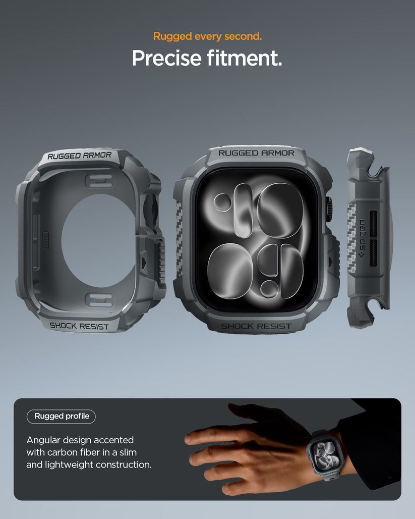 Spigen Rugged Armor 2 Band for Apple Watch 11 46mm Matte Black