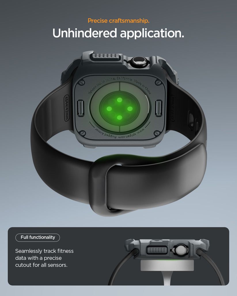 Spigen Rugged Armor 2 Band for Apple Watch 11 46mm Matte Black