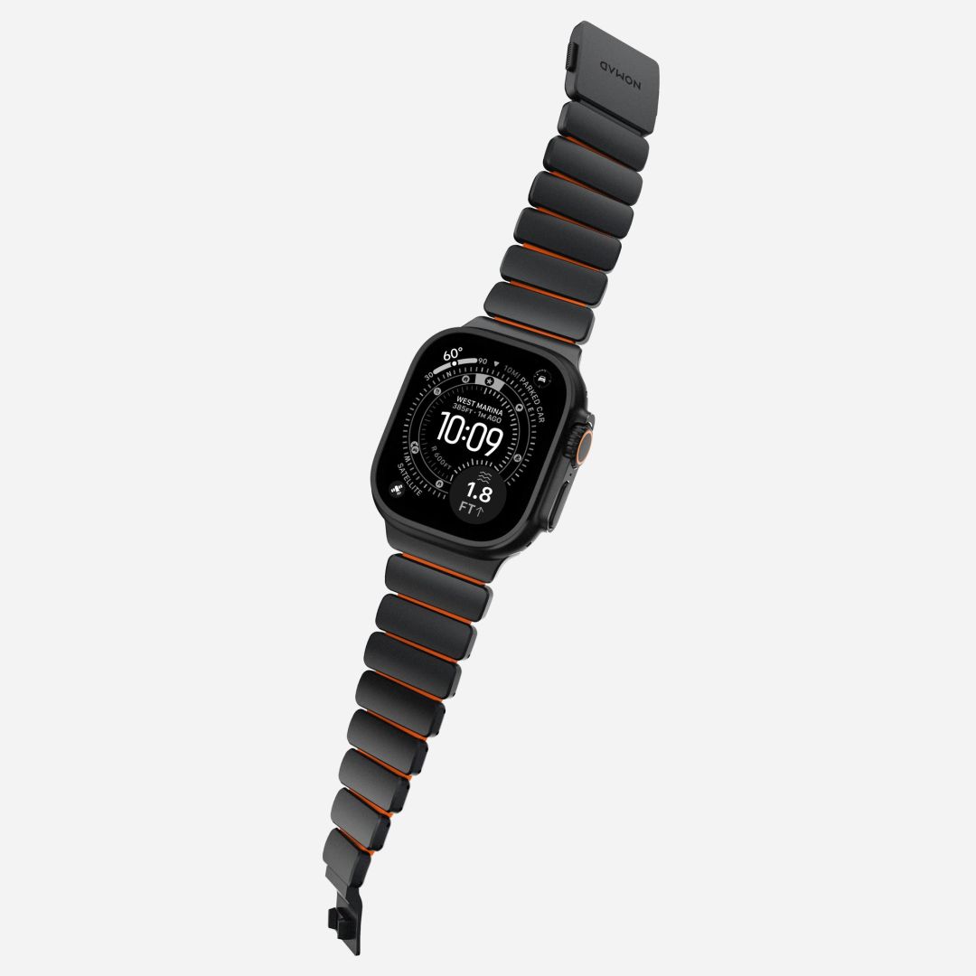 Nomad Stratos Band FKM for AW 45/46/49mm Titanium Ultra Orange Black