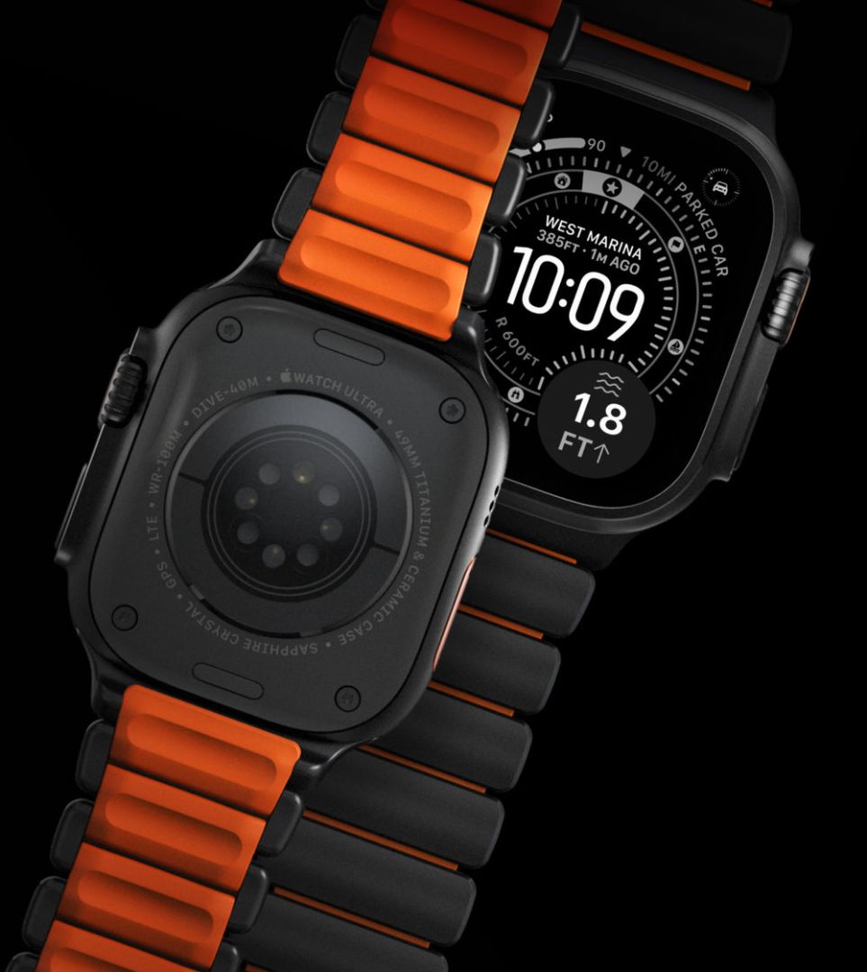 Nomad Stratos Band FKM for AW 45/46/49mm Titanium Ultra Orange Black