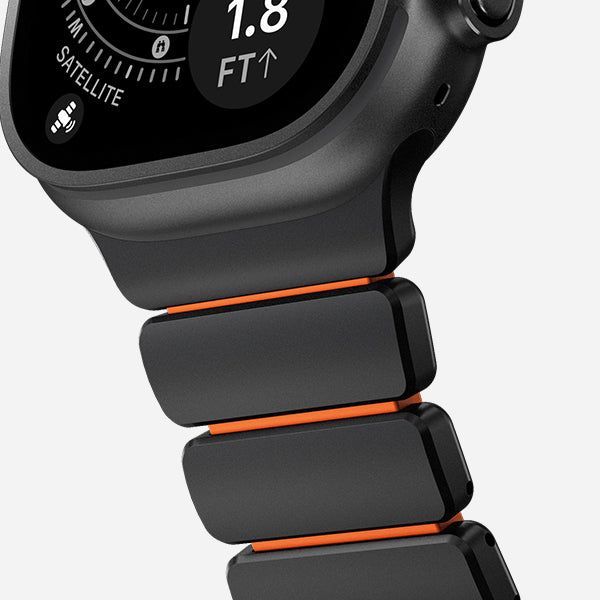 Nomad Stratos Band FKM for AW 45/46/49mm Titanium Ultra Orange Black