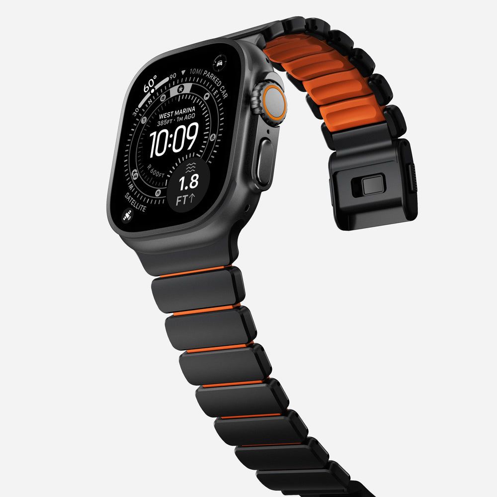 Nomad Stratos Band FKM for AW 45/46/49mm Titanium Ultra Orange Black
