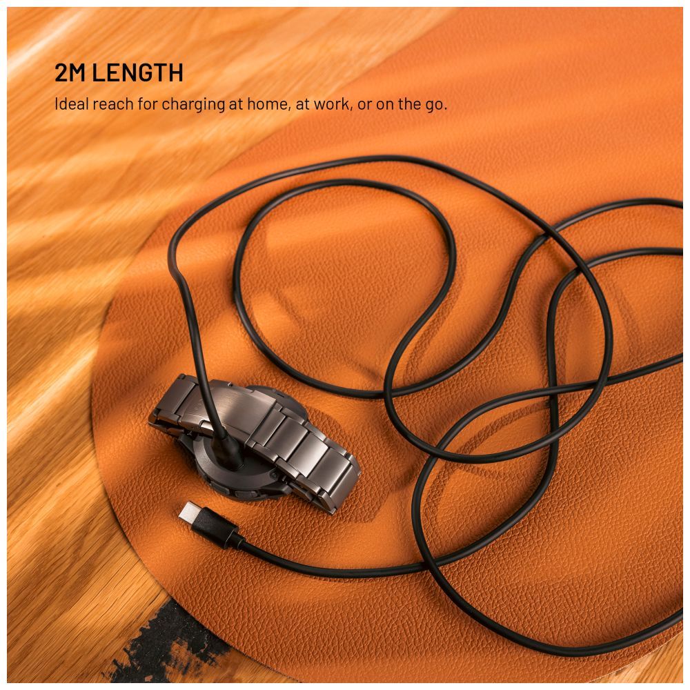 FIXED USB-C csatlakozású okosóra töltőkábel Garmin Forerunner/Fenix/Venu/Vívoactive/Instinct készülékhez 2m, fekete