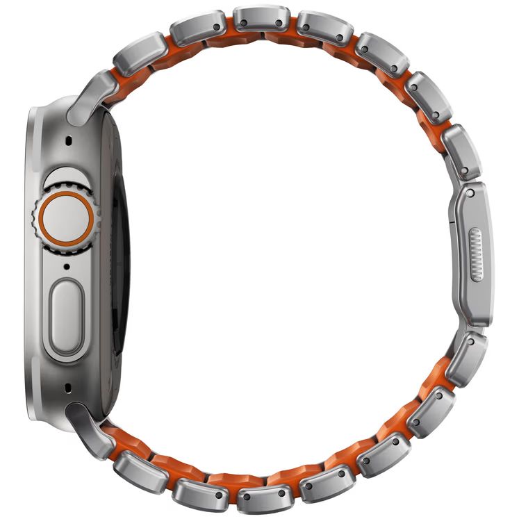 Nomad Stratos Band for FKM AW 45/46/49mm Natural Titanium Ultra Orange