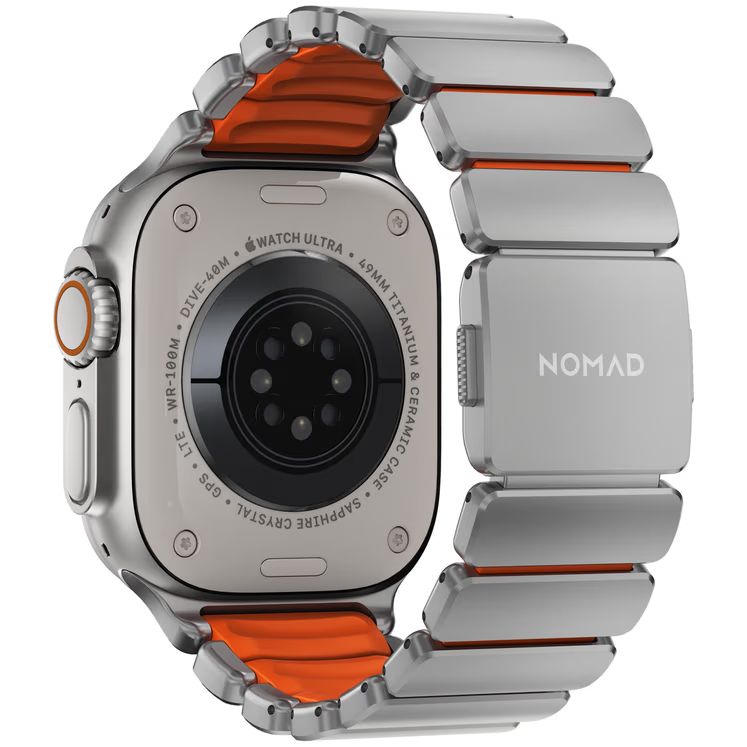 Nomad Stratos Band for FKM AW 45/46/49mm Natural Titanium Ultra Orange