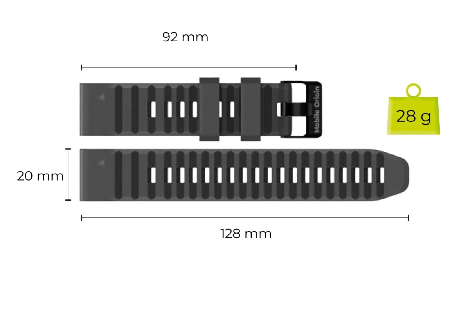 Mobile Origin Easy Strap Silicone ES2 Quick Fit for Garmin 20mm Orange
