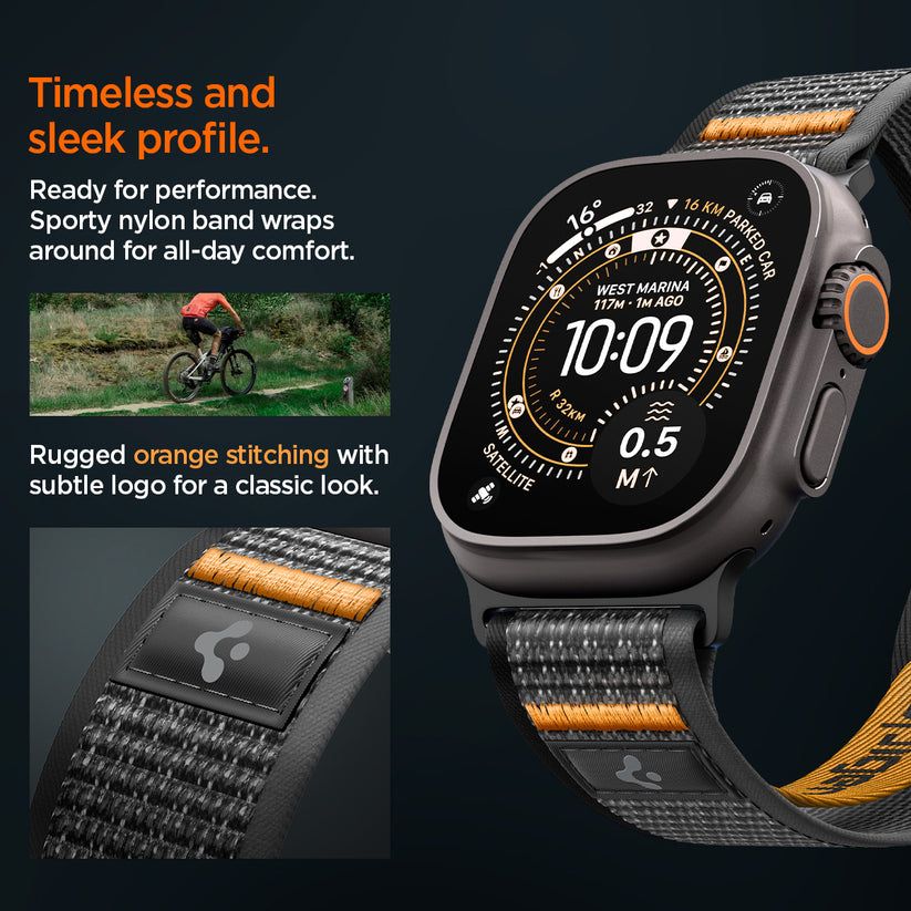 Spigen Athlex Air 2 Active Band for Apple Watch 49mm/46mm/45mm/44mm Black Orange