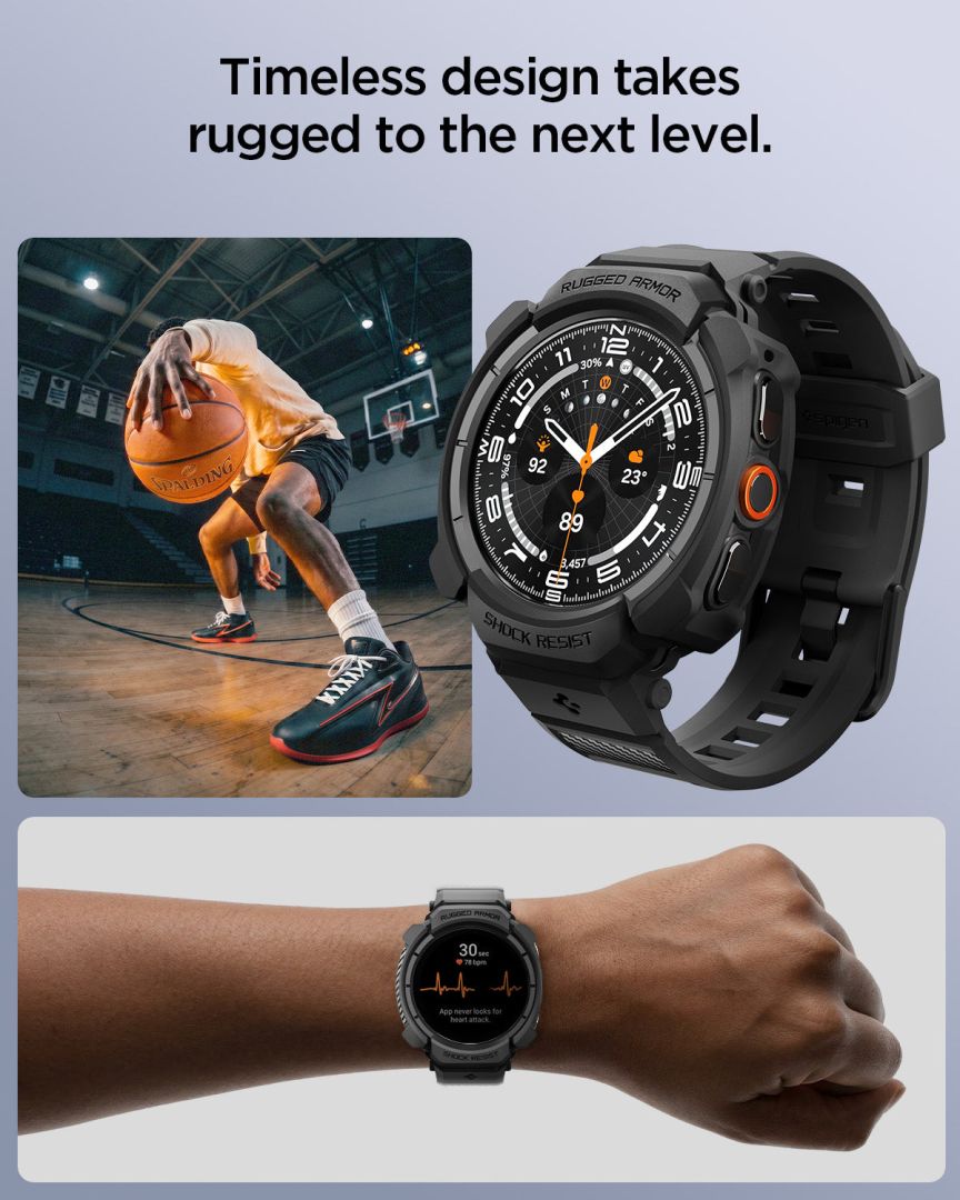 Spigen Rugged Armor Pro Band for Samsung Galaxy Watch Ultra 2 47mm Matte Black