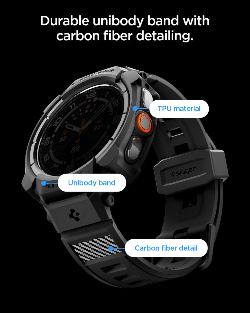 Spigen Rugged Armor Pro Band for Samsung Galaxy Watch Ultra 2 47mm Matte Black