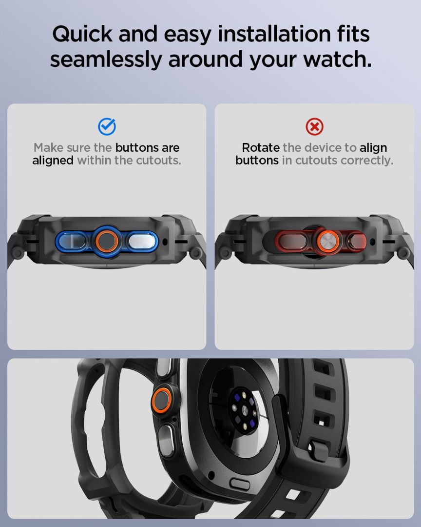 Spigen Rugged Armor Pro Band for Samsung Galaxy Watch Ultra 2 47mm Matte Black