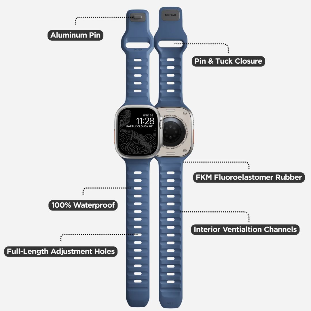 Nomad Sport Strap M/L for Apple Watch 49mm/46mm/45mm/44mm/42mm Blue