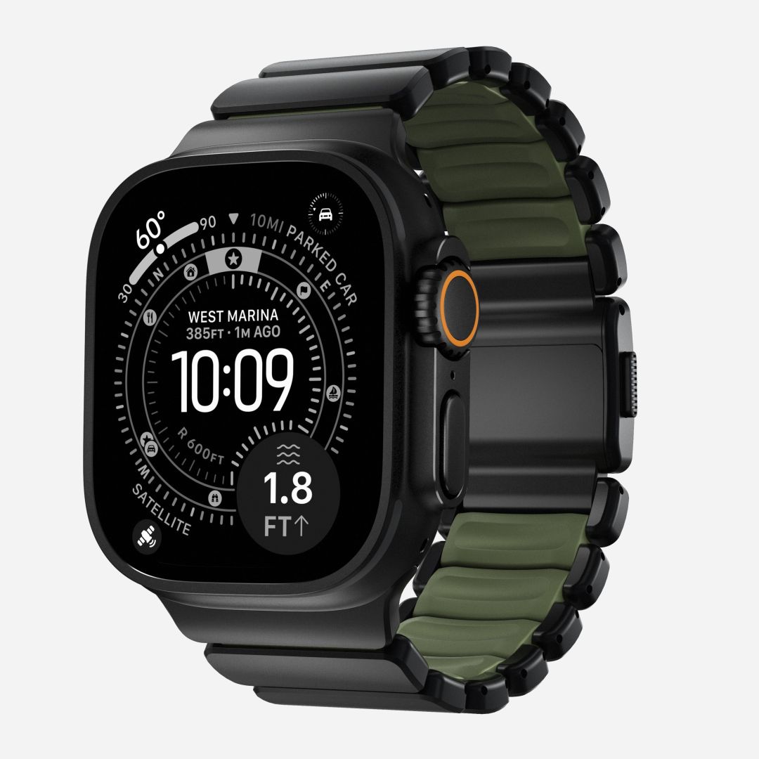 Nomad Stratos Band for Apple Watch 45/46/49mm Black Titanium/Forest Green