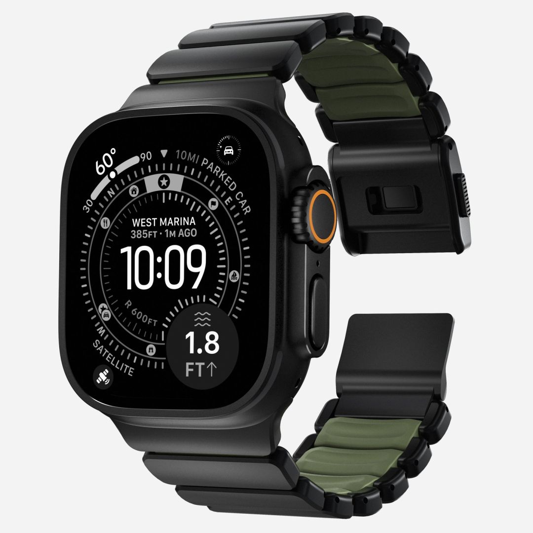 Nomad Stratos Band for Apple Watch 45/46/49mm Black Titanium/Forest Green