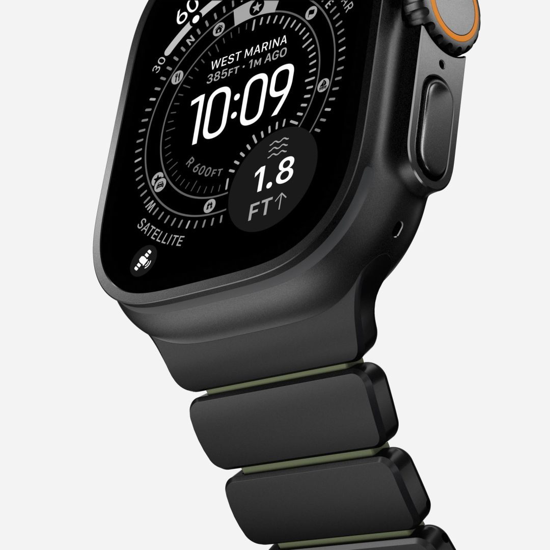 Nomad Stratos Band for Apple Watch 45/46/49mm Black Titanium/Forest Green