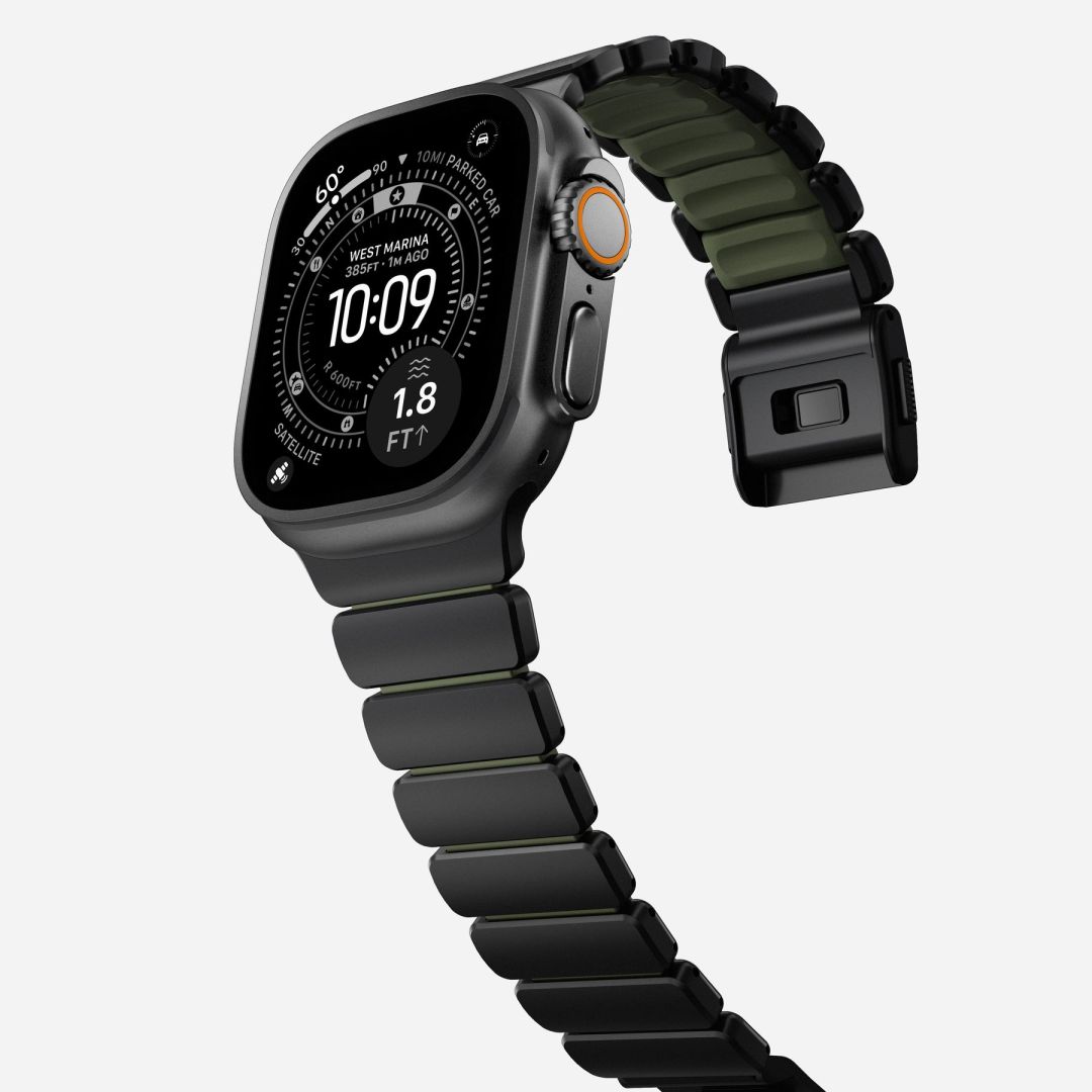 Nomad Stratos Band for Apple Watch 45/46/49mm Black Titanium/Forest Green