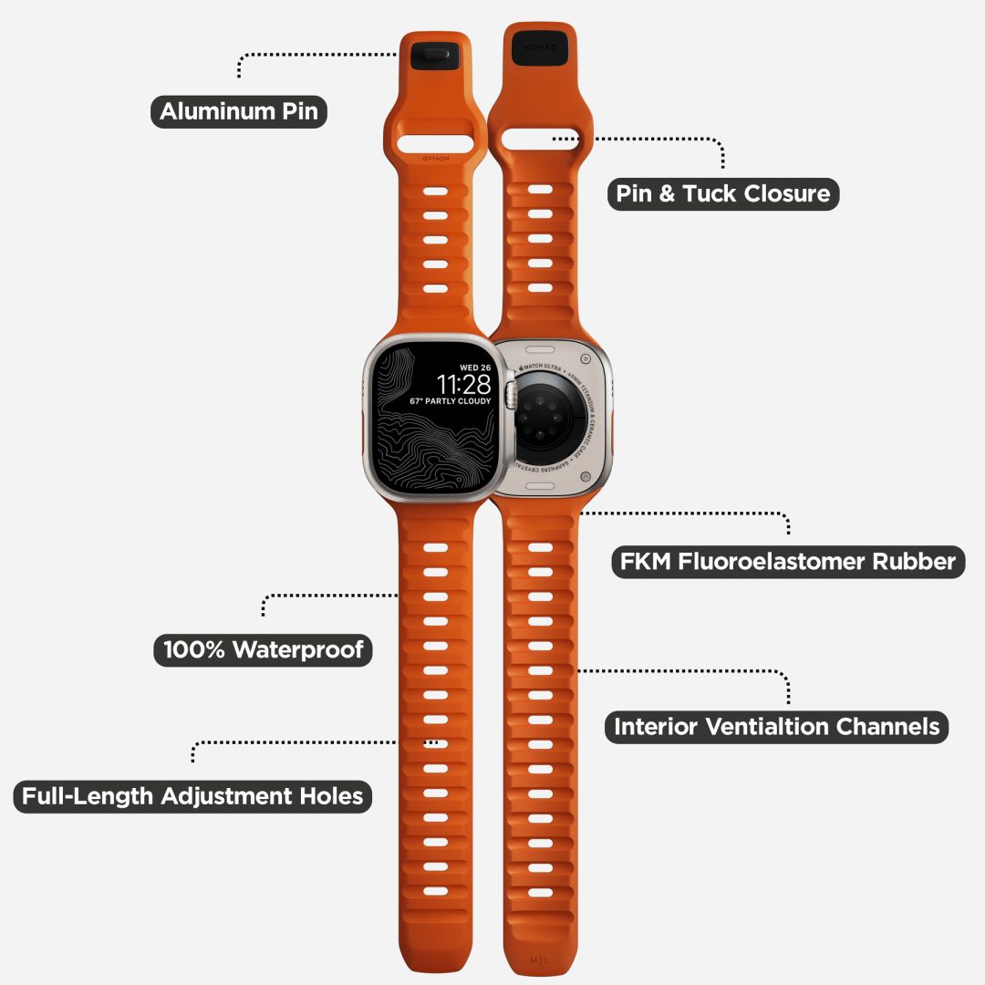 Nomad Sport Strap M/L Apple Watch 49mm/46mm/45mm/44mm/42mm Ultra Orange