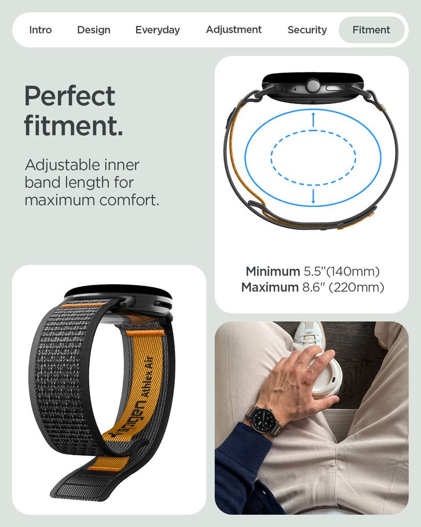 Spigen Athlex Air Band for Google Pixel Watch 5/4/3 41mm/2/1 Active Black Orange
