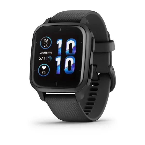 Garmin Venu Sq 2 Music Edition Slate Aluminium Bezel with Black Case and Silicone Band