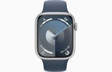 Apple Watch S9 GPS 45mm Silver Alu Case with Storm Blue Sport Band M/L