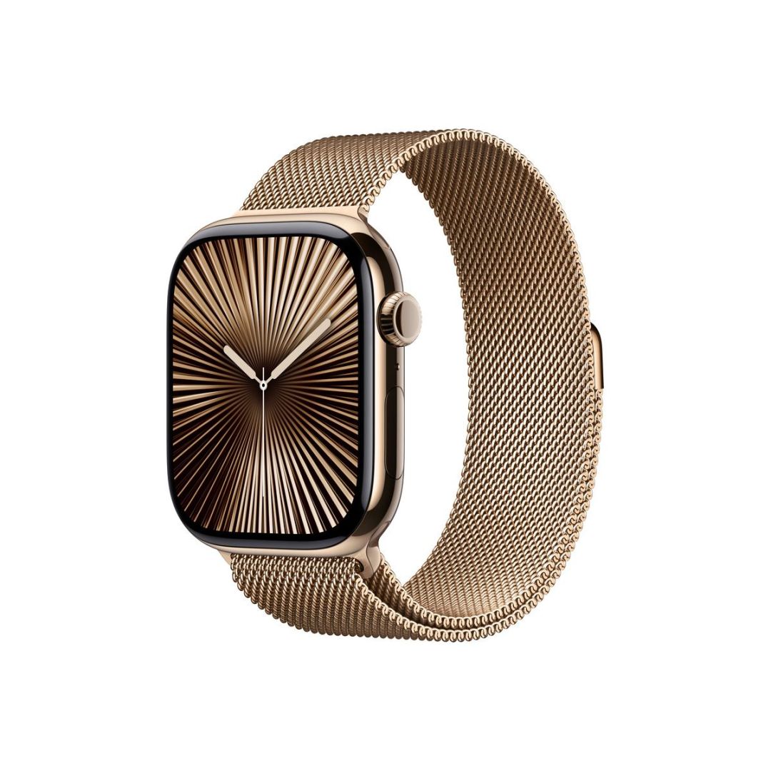 Apple Watch S10 Cellular 46mm Gold Titanium Case with Gold Milanese Loop M/L