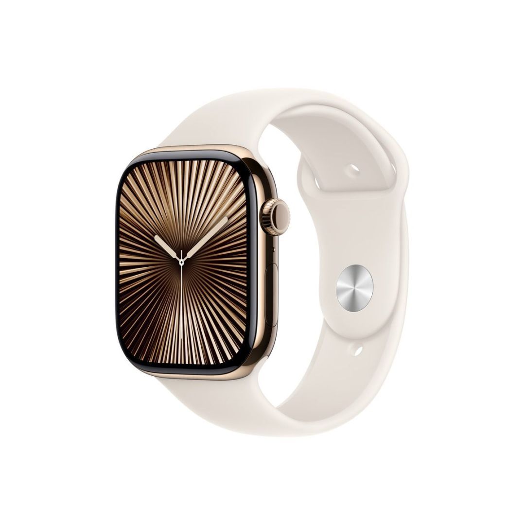 Apple Watch S10 Cellular 46mm Gold Titanium Case with Starlight Sport Band S/M