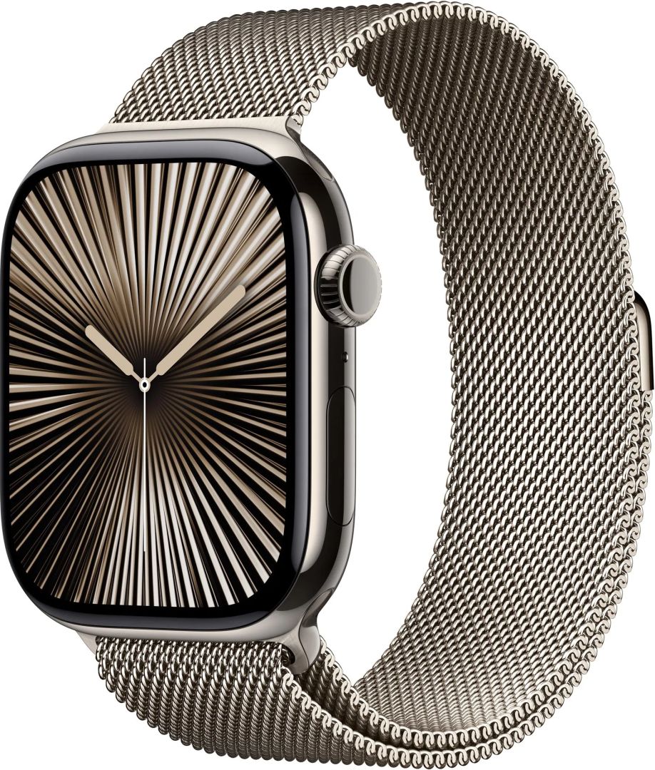 Apple Watch S10 Cellular 46mm Natural Titanium Case with Natural Milanese Loop S/M