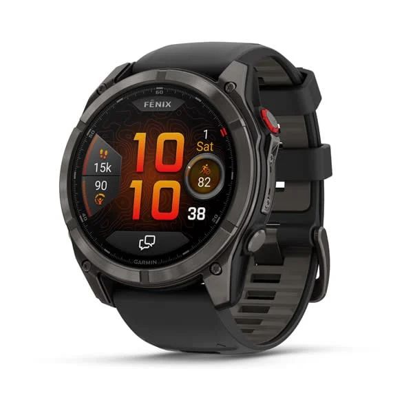 Garmin fenix 8 Pro 51mm AMOLED Sapphire Carbon Grey DLC Titanium with Black/Grey Silicone Strap (ED XD)