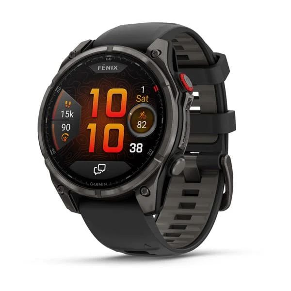 Garmin fenix 8 Pro 47mm AMOLED Sapphire Carbon Grey DLC Titanium with Black/Peeble Silicone Strap (ED XD)