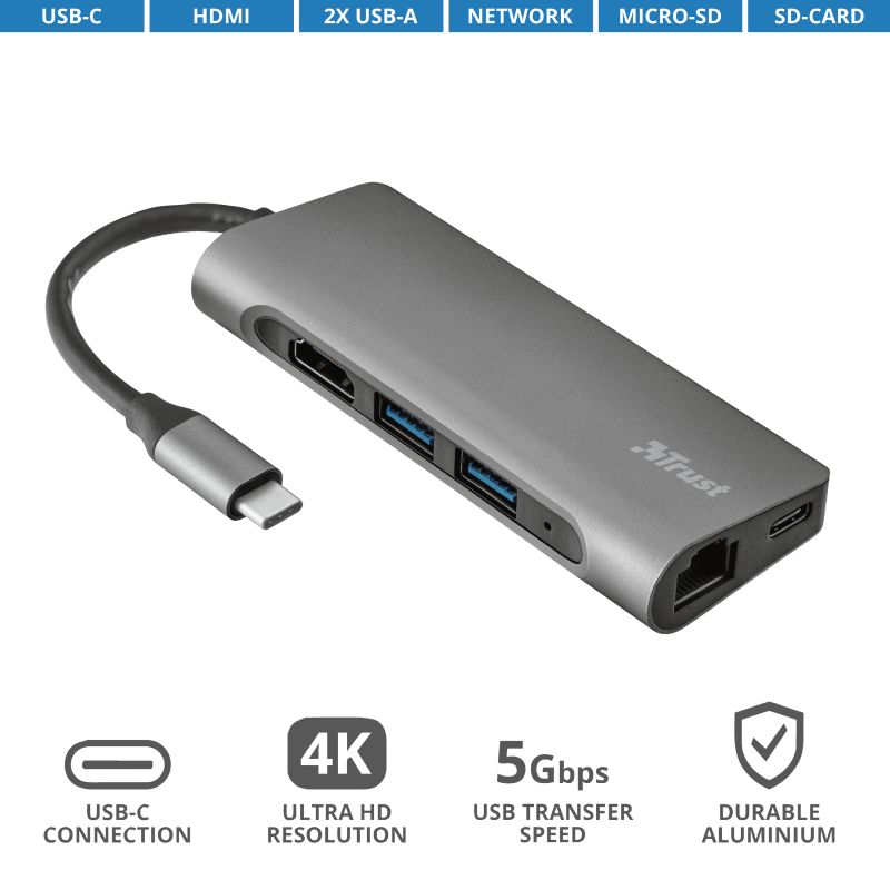 Trust Dalyx Aluminium 7-in-1 USB-C Multiport Adapter