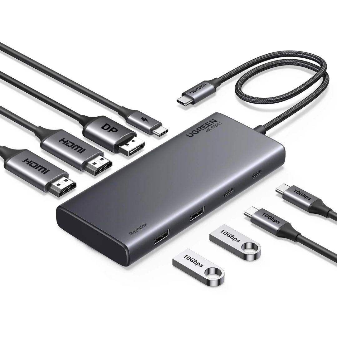 UGREEN 8-in-1 Docking Station (4K Triple Display PD 100W) Grey