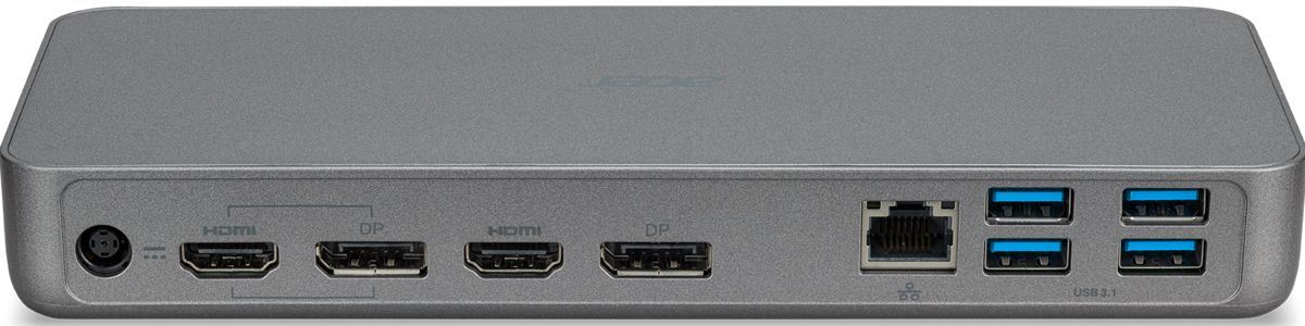 Acer Dock 501 Chrome USB Type-C Docking Station Silver