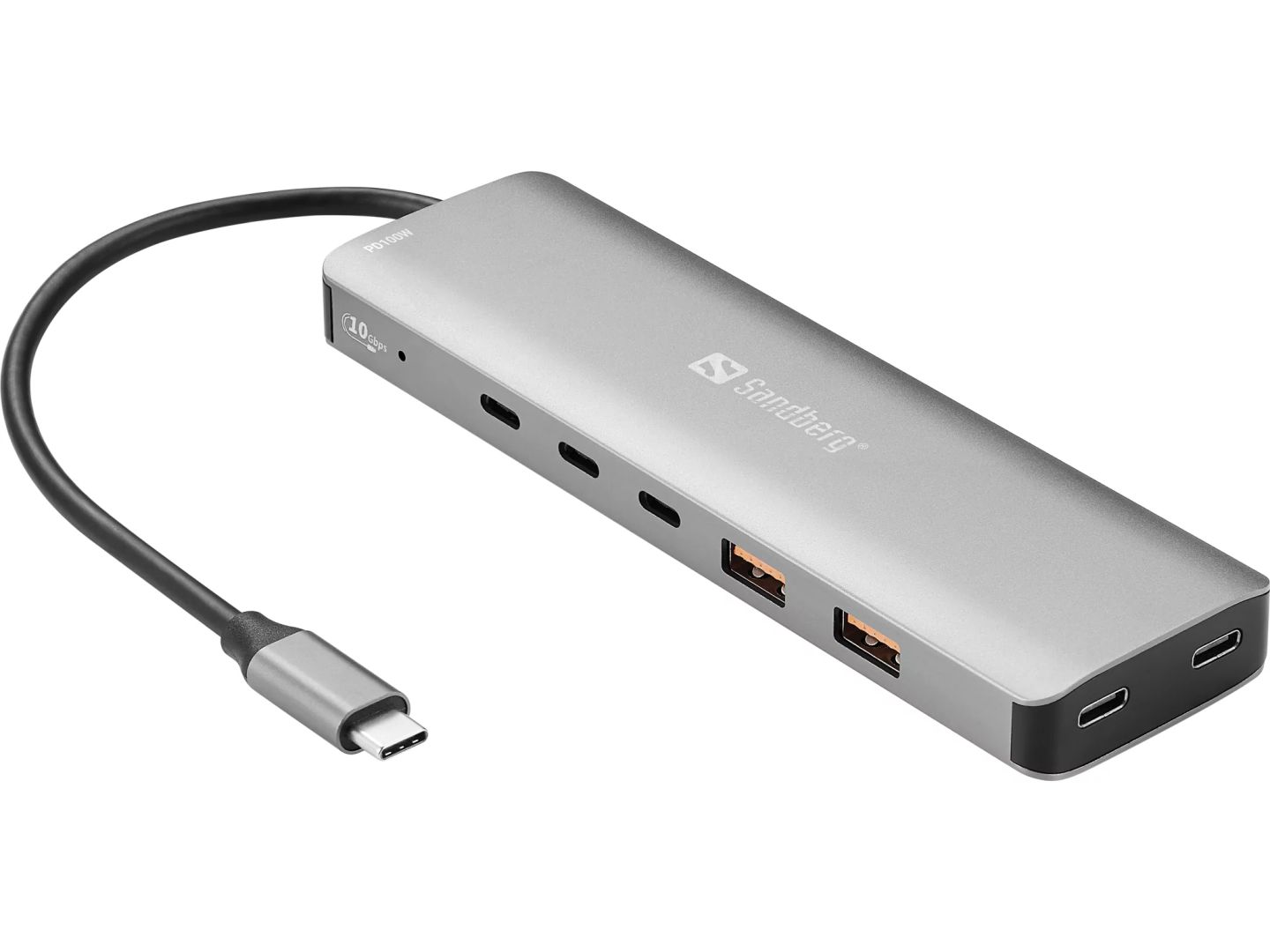 Sandberg USB-C to 5xUSB-C+2xUSB-A 100W Grey