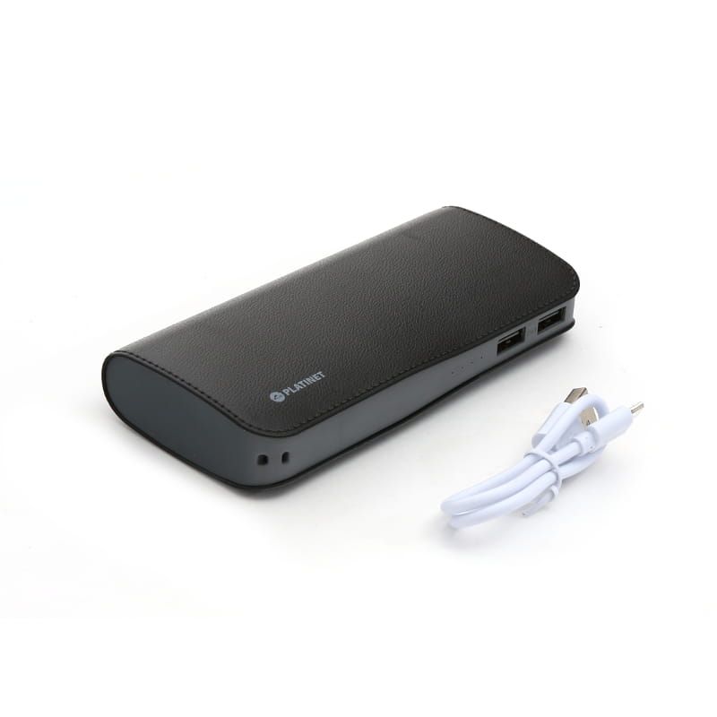 Platinet PMPB11LB Leather 11000mAh PowerBank + microUSB Cable/Type-C Adapter Black