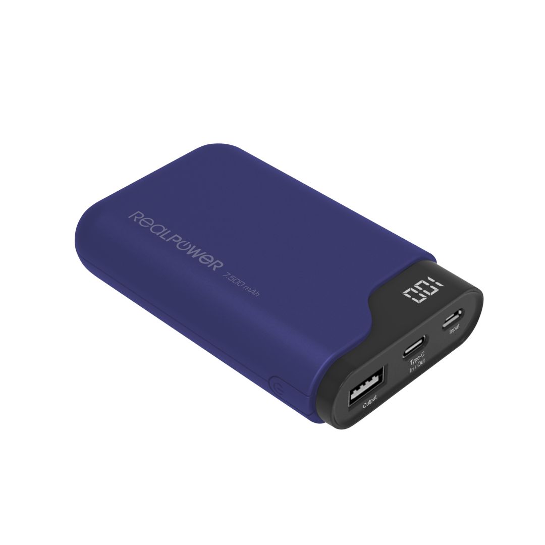 Realpower PB-7500C 7500mAh PowerBank Navy Blue