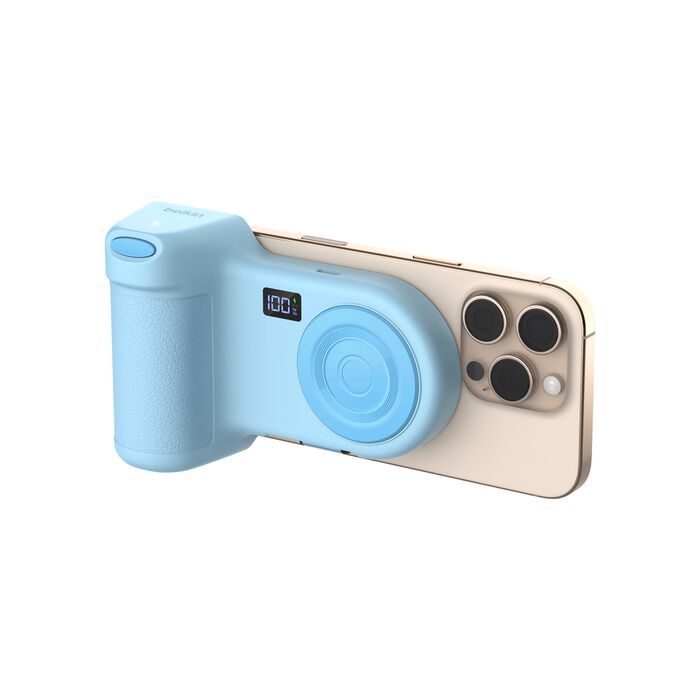 Belkin Stage PowerGrip Magnetic Charging Camera Grip with 9300mAh PowerBank Ice Blue