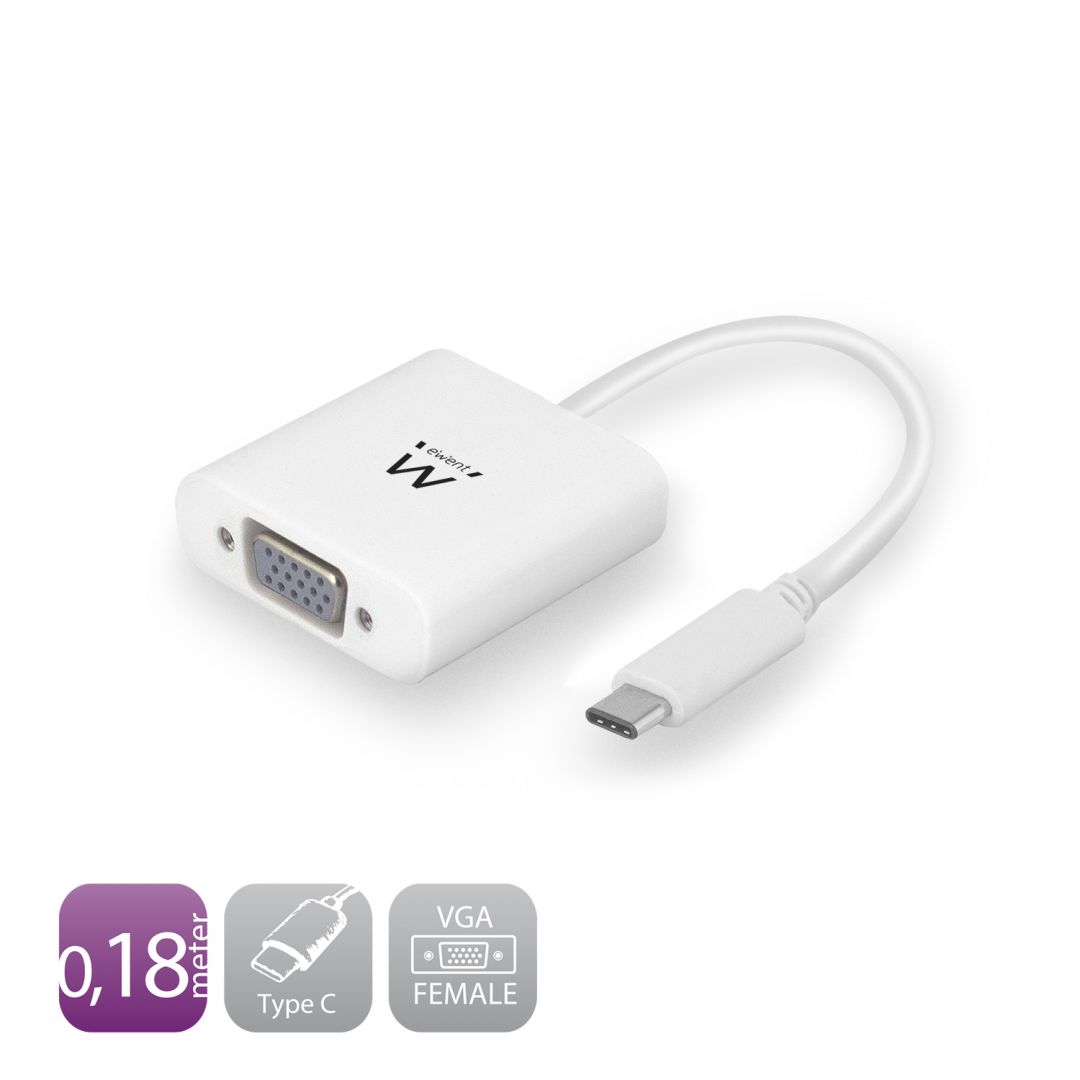 Ewent EW9821 Converter type-C to VGA f. 0,15m White
