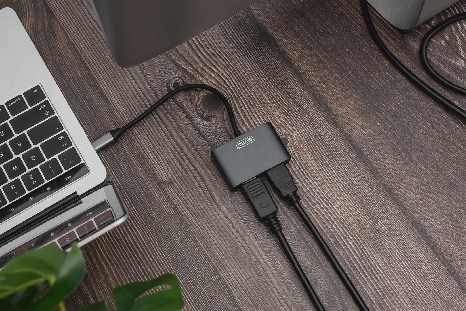 Digitus DA-70826 USB Type-C 4K 2-in-1 DisplayPort + HDMI Graphics Adapter Space Grey