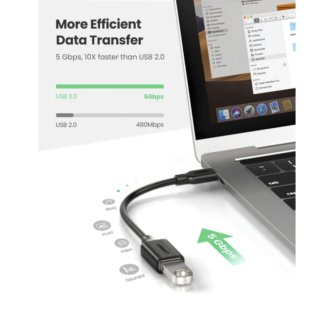 UGREEN Type-C USB 3.0 Converter Adapter 150mm Black
