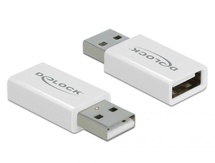 DeLock USB 2.0 Adapter Type-A male to Type-A female Data Blocker White
