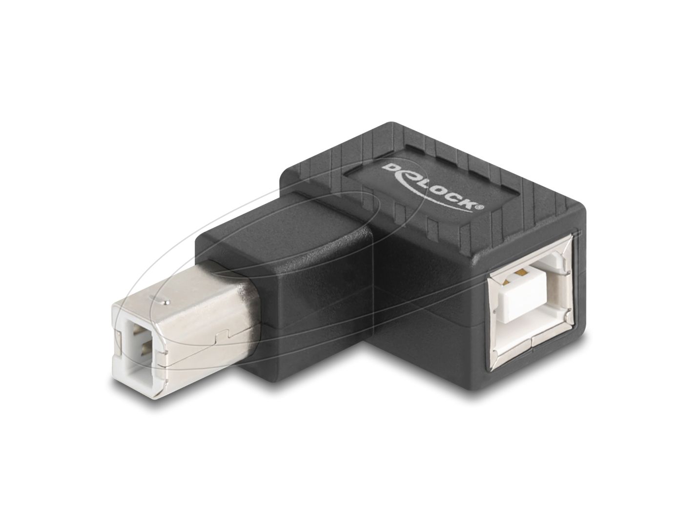 DeLock USB 2.0 adapter USB Type-B male to USB Type-B female 90° angled upwards Black