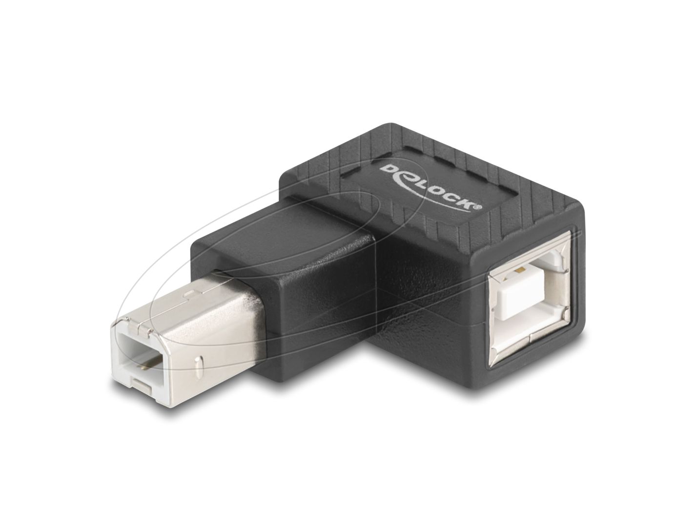 DeLock USB 2.0 Adapter USB Type-B male to USB Type-B female 90° left angled Black