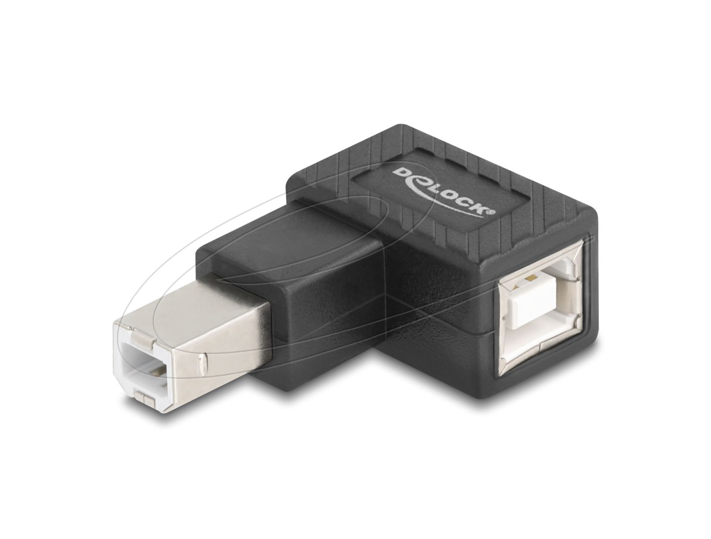 DeLock USB 2.0 Adapter USB Type-B male to USB Type-B female 90° right angled Black