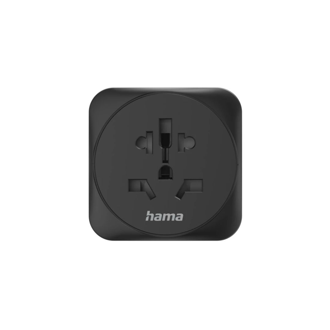 Hama Travel Adapter Type E and F 3-Pin Universal World to Europe Black