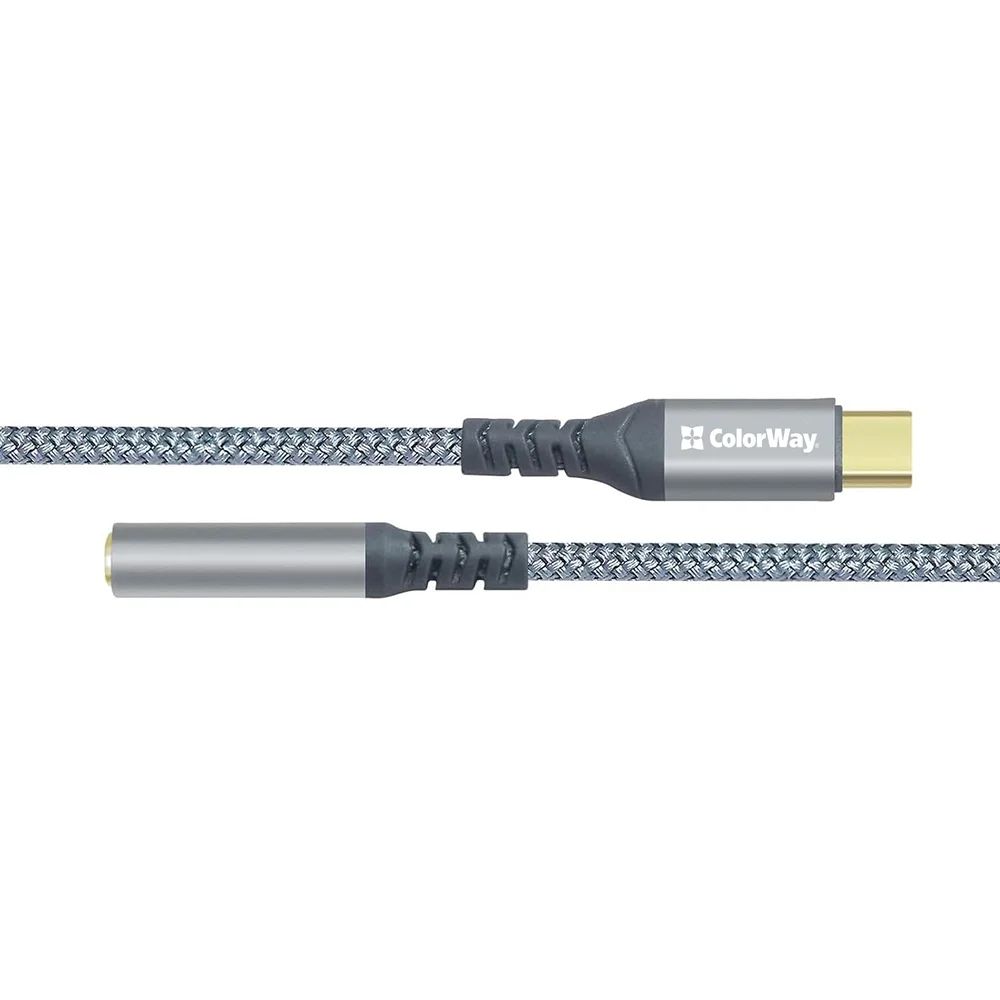 ColorWay USB-C 3.5mm Female Audio Adapter 14cm Grey