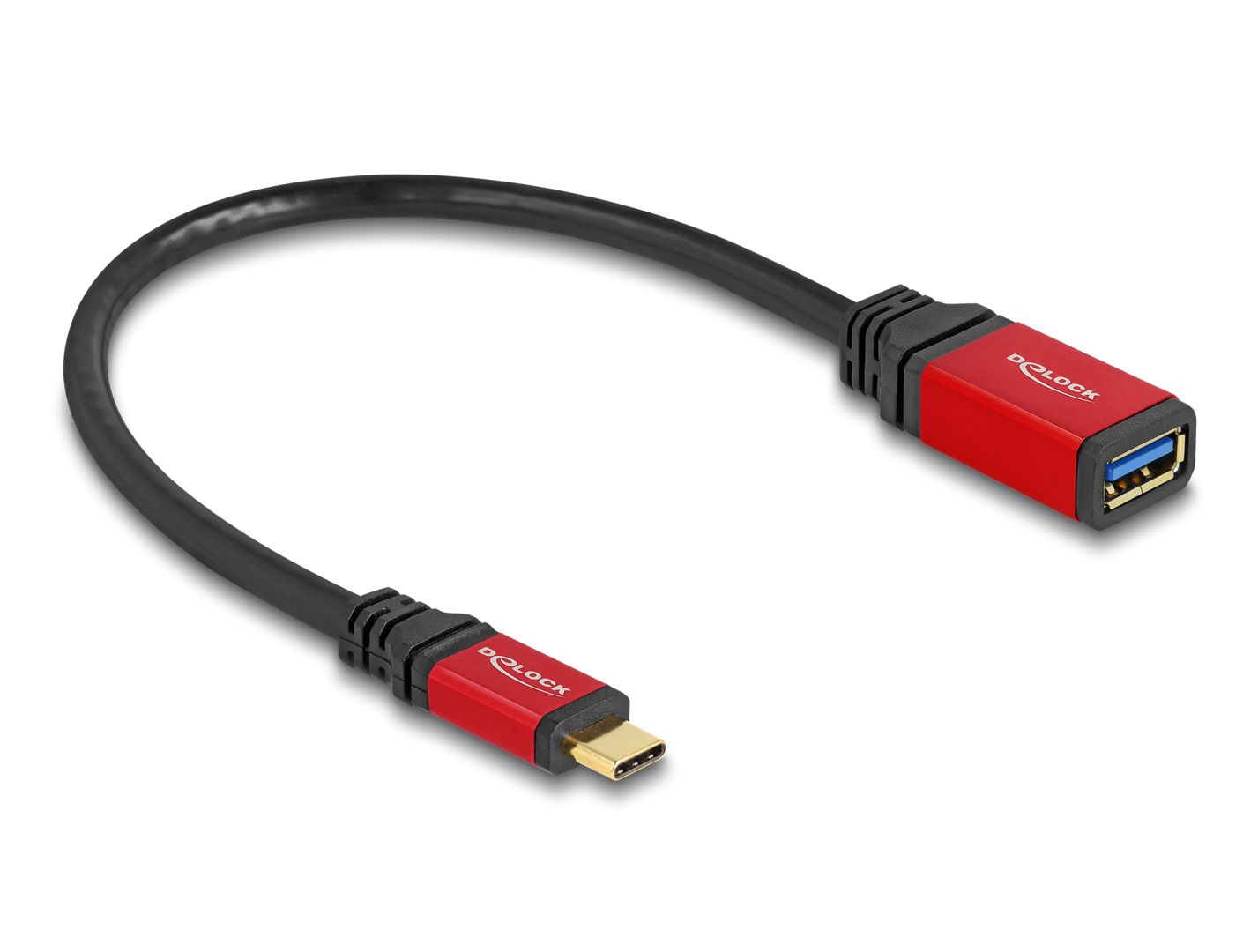 DeLock USB adapter USB Type-C male to USB Type-A female 0,15m Red Metal