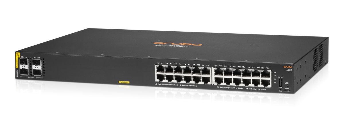 HP Aruba CX 6000 24-Port PoE Switch Black