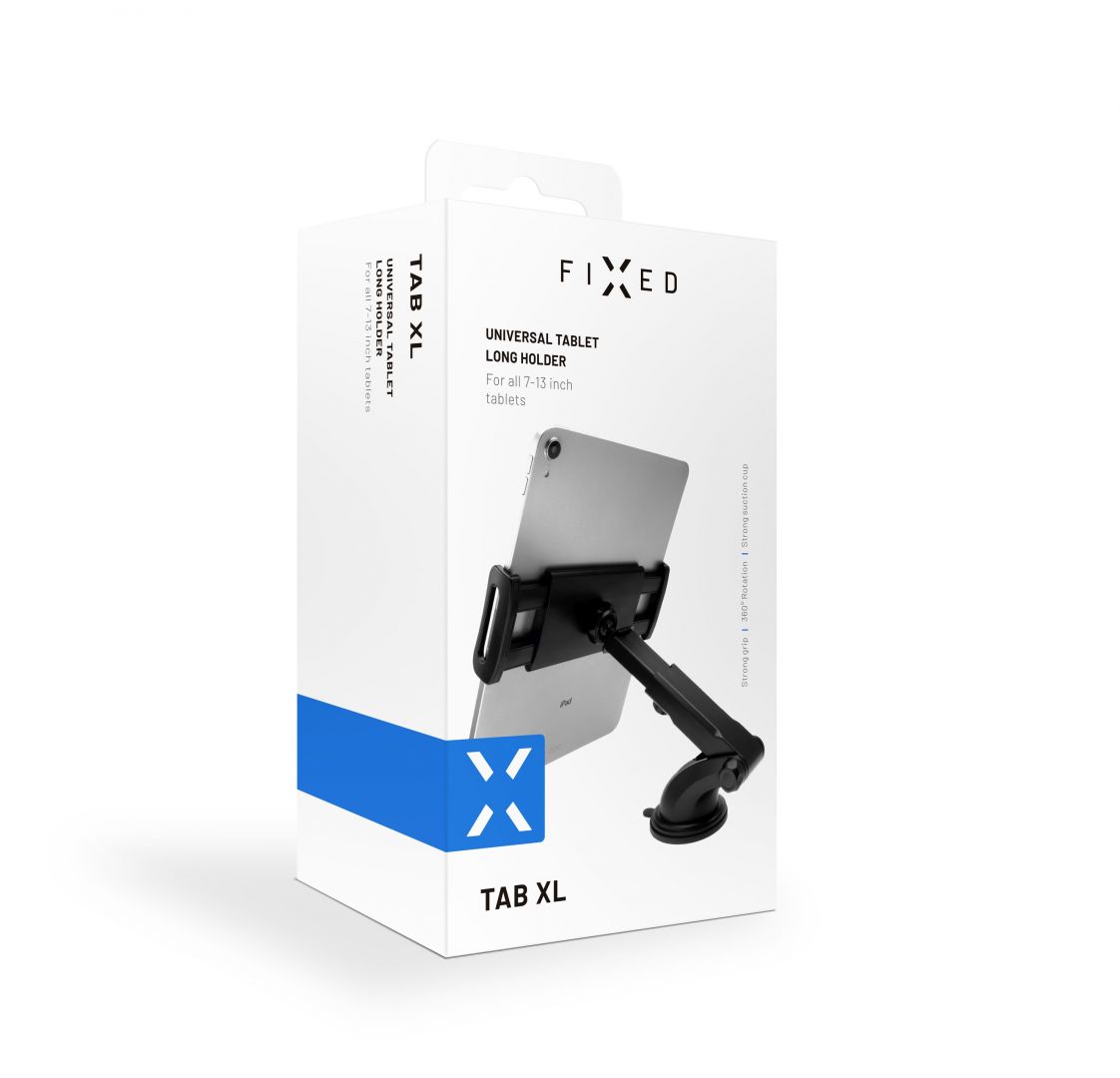 FIXED Univerzális tablet tartó XL with hosszú karral, üvegre vagy műszerfalra rögzíthető, minden 7-13